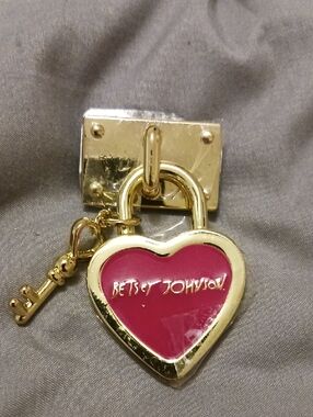 5 For $25!! Betsey Johnson Gold-Tone & Pink Heart Padlock Key Charm